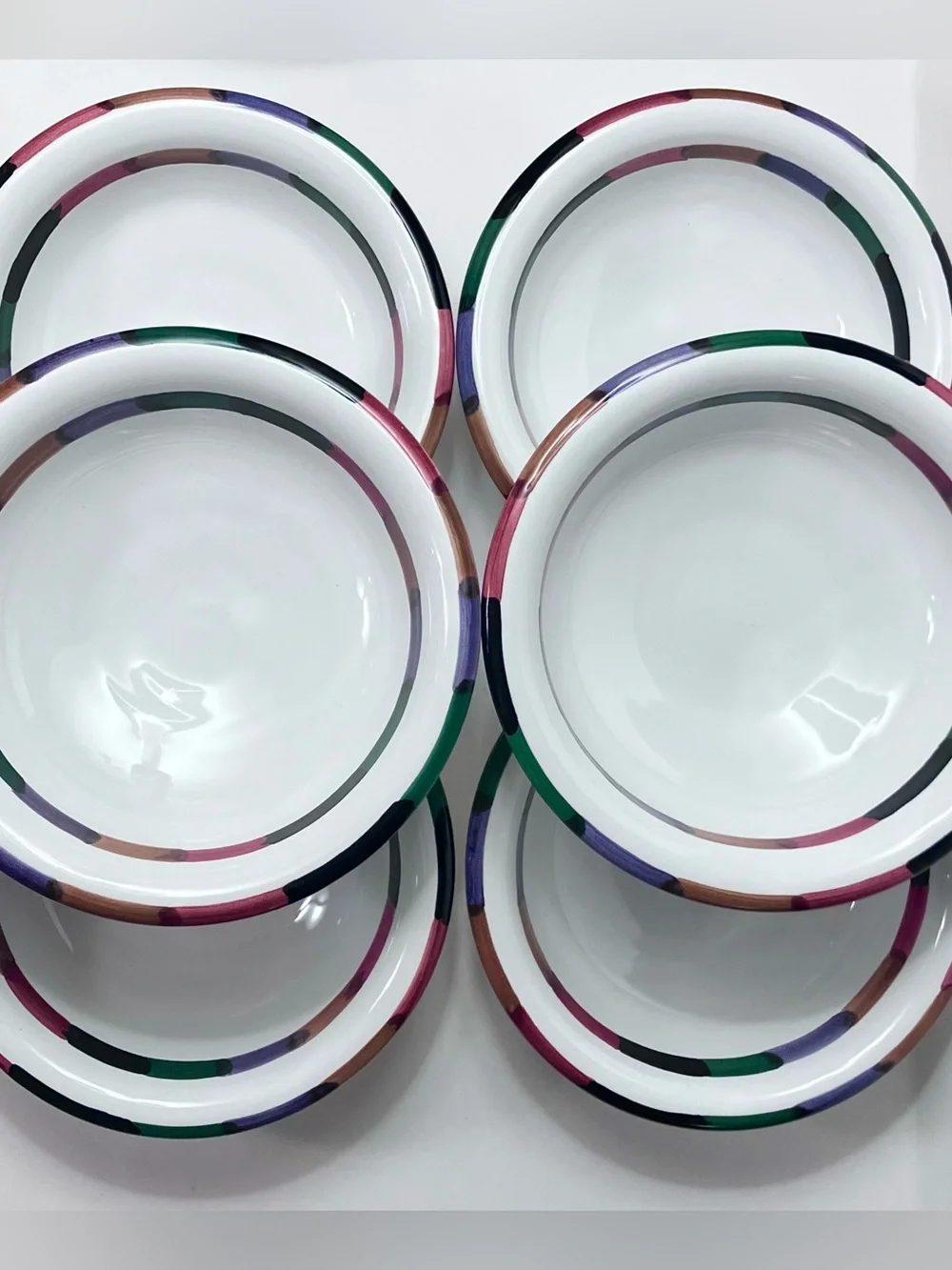 DERUTA CIRCO / 6 Handmade Rim Cereal Bowls / RARE Discontinued ITALIAN MAJOLICA